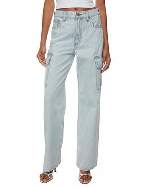 Aritzia Denim Forum Farrah High-Rise Wide Leg Cargo Jean Light Blue Sz 29